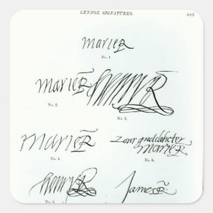 Signatures of Mary Queen of Scots Square Sticker