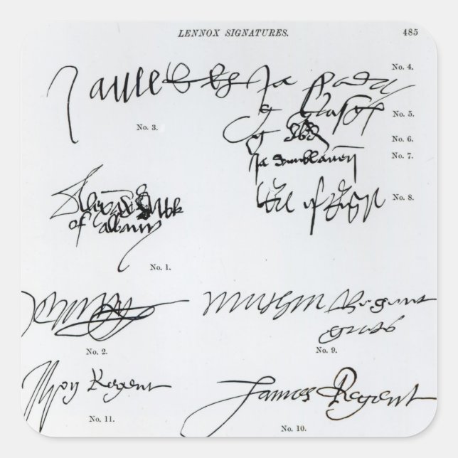 Signatures of Scottish 15th and 16th century Square Sticker (Front)