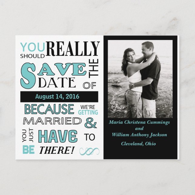 Signboard Save The Date  Postcard (Blue) (Front)