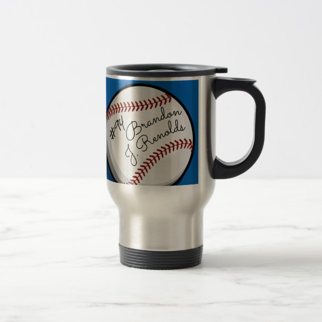 Signed Baseball Customised Name Travel Mug (Right)