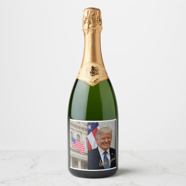 SIGNED BY PRESIDENT TRUMP SPARKLING WINE LABEL (Front)