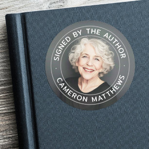 Signed by the author full photo modern classic round sticker