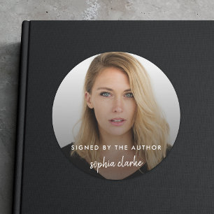Signed by the Author   Photo Modern Book Signing Classic Round Sticker