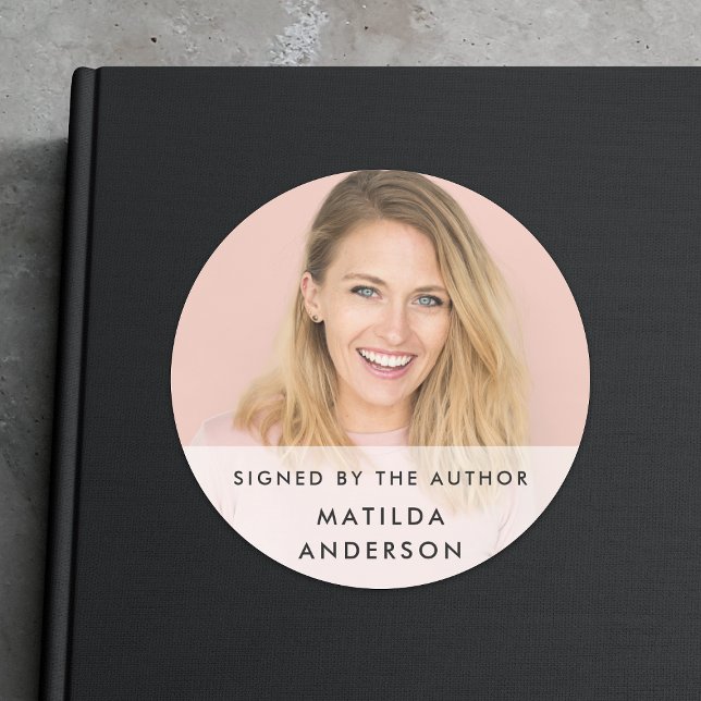 Signed by the Author | Photo Modern Book Signing Classic Round Sticker (Creator Uploaded)
