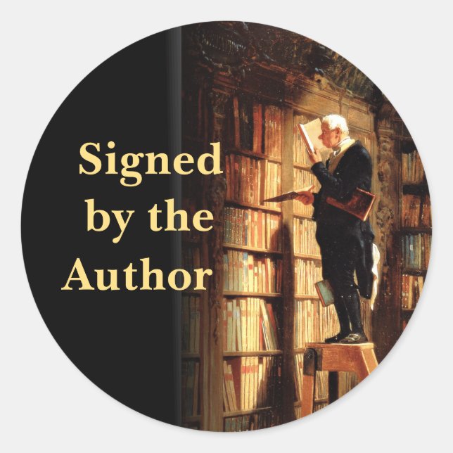 Signed by the Author Stickers Man in Library (Front)