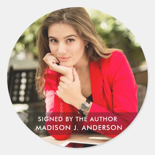 Signed by the Author Writer Photo Round B Large Classic Round Sticker (Front)