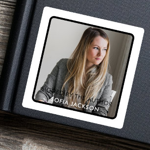 Signed By The Writer Author l Library Bookplate Square Sticker