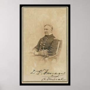 Signed Card of Admiral David Farragut 1860 Poster