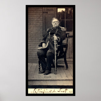 Signed Card of General Winfield Scott 1858 Poster