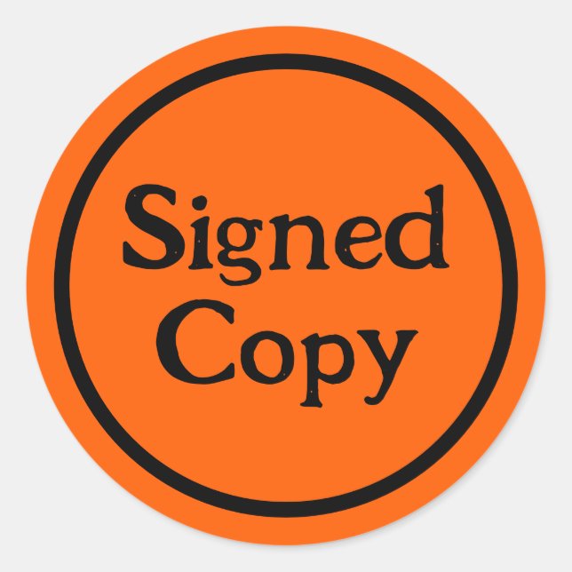Signed copy author autograph promotional classic round sticker (Front)