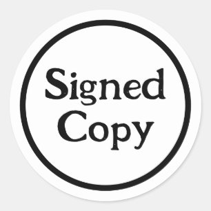 Signed copy author autograph promotional classic round sticker