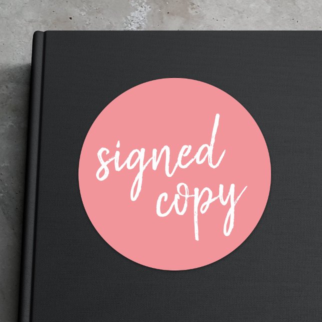 Signed Copy | Author Blush Pink Book Signing Classic Round Sticker (Creator Uploaded)
