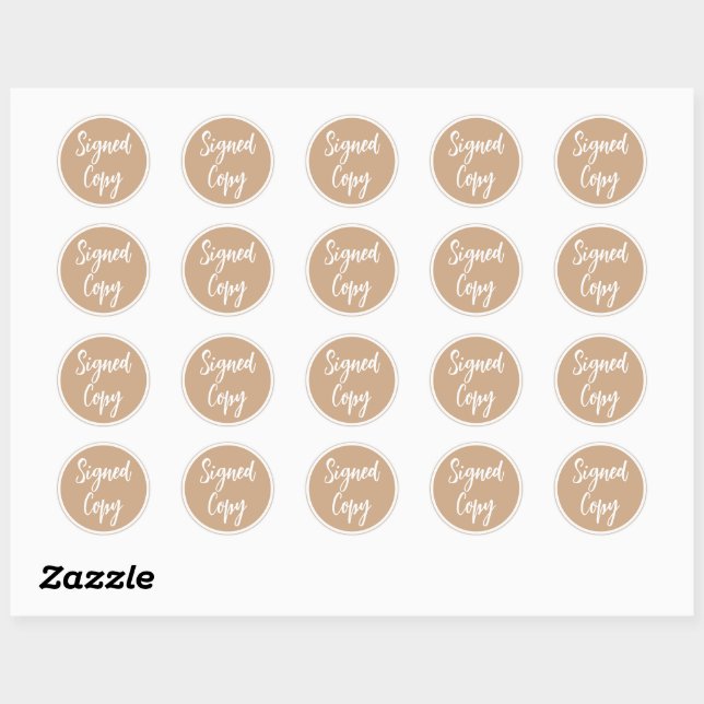 Signed copy author book signing classic round sticker (Sheet)