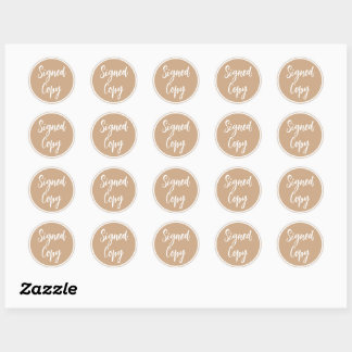 Signed copy author book signing classic round sticker