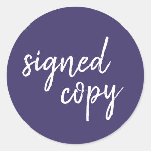 Signed Copy   Author Navy Blue Book Signing Classic Round Sticker