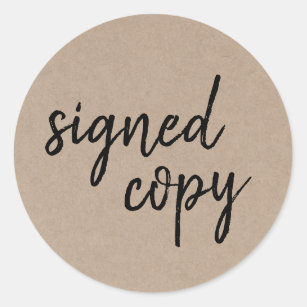 Signed Copy   Author Rustic Kraft Book Signing Classic Round Sticker