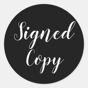 Signed Copy Author Writer Black Classic Round Sticker