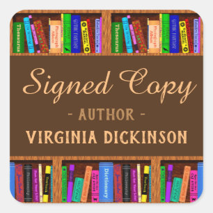 Signed Copy Author Writer Book Signing Library Square Sticker
