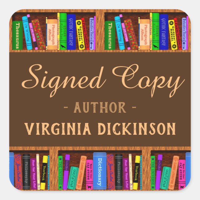 Signed Copy Author Writer Book Signing Library Square Sticker (Front)