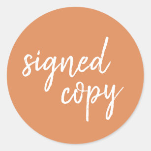 Signed Copy   Author Writer Orange Book Signing Classic Round Sticker