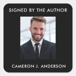 Signed Copy Author Writer Photo Square Sticker