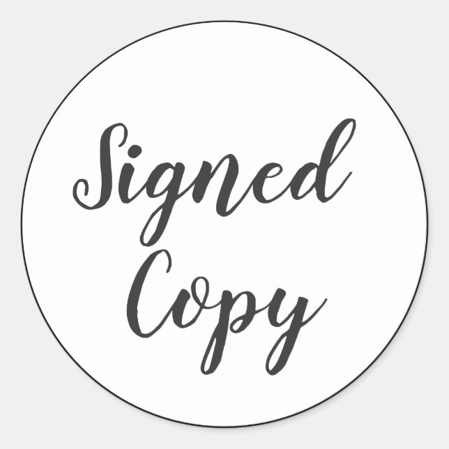 Signed Copy Writer Classic Round Sticker (Front)