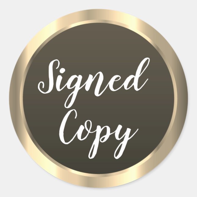 Signed Copy Writer Gold Classic Round Sticker (Front)