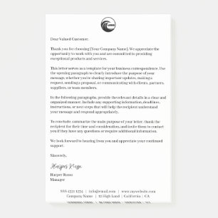 Signed Letterhead Post-it Notes Logo Branded