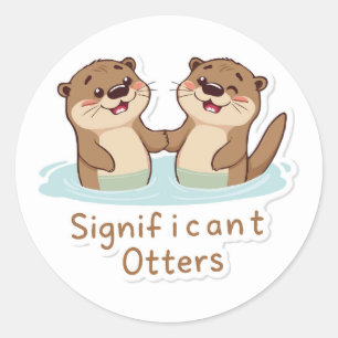 Significant Otters - Swimming Classic Round Sticker