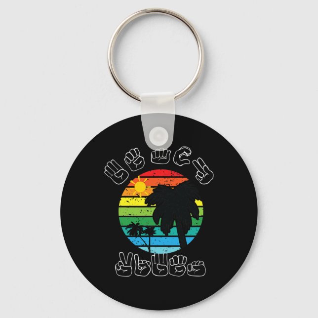 Signing ASL Sign Language Clothes Beach Deaf Aware Key Ring (Front)