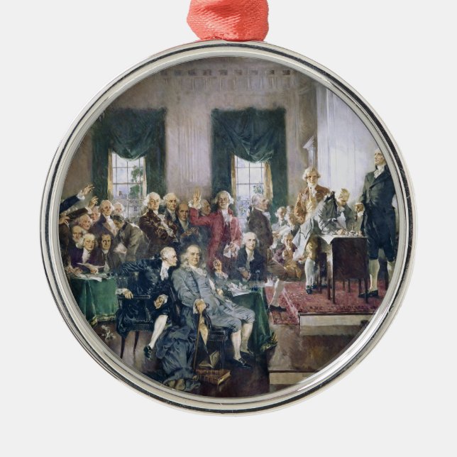 Signing of the Constitution by Howard C. Christy Metal Tree Decoration (Front)
