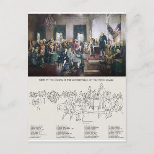 Signing of the Constitution with People Identified Postcard