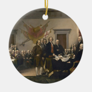 Signing the Declaration of Independence, July 4th Ceramic Ornament