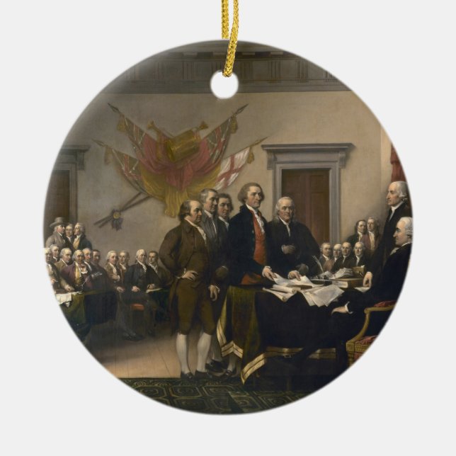 Signing the Declaration of Independence, July 4th Ceramic Ornament (Front)