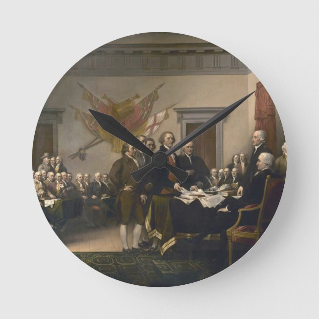 Signing the Declaration of Independence, July 4th Round Clock (Front)