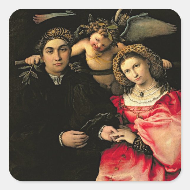 Signor Marsilio Cassotti and his Wife, Faustina Square Sticker (Front)