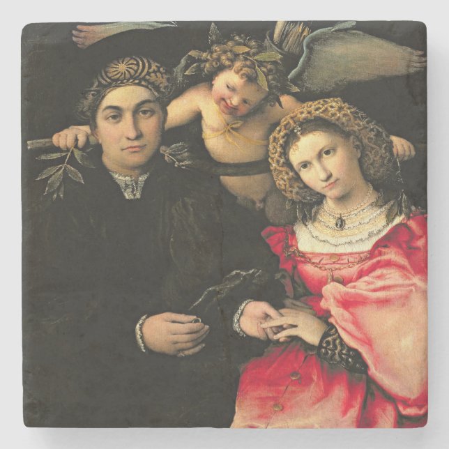 Signor Marsilio Cassotti and his Wife, Faustina Stone Coaster (Front)