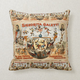 Signorita Galetti Troupe Performing Monkeys Circus Cushion