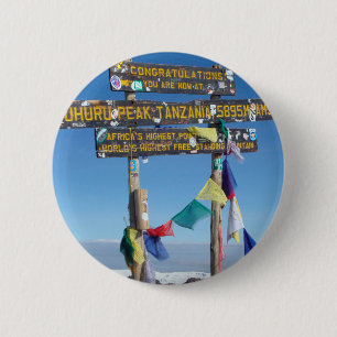 Signpost  on the  Summit of Kilimanjaro kenya 6 Cm Round Badge