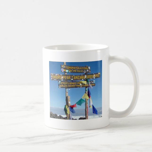 Signpost  on the  Summit of Kilimanjaro kenya Coffee Mug (Right)