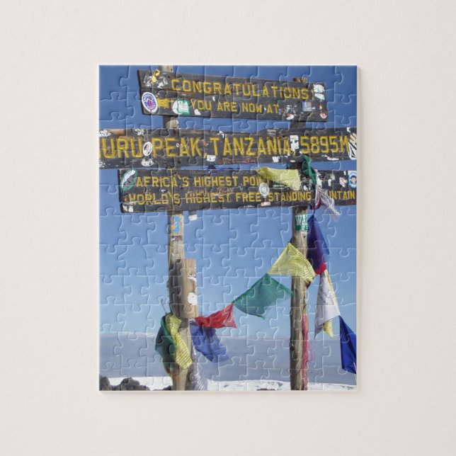 Signpost  on the  Summit of Kilimanjaro kenya Jigsaw Puzzle (Vertical)