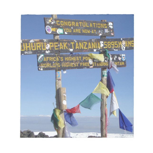 Signpost  on the  Summit of Kilimanjaro kenya Notepad (Front)