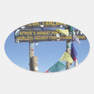 Signpost  on the  Summit of Kilimanjaro kenya Oval Sticker
