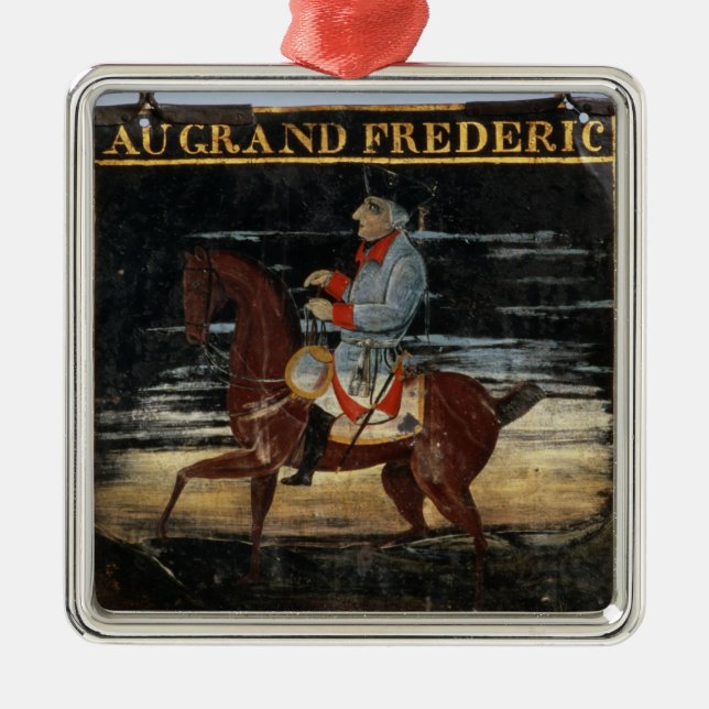 Signpost with Frederick the Great on Horseback Metal Ornament (Front)