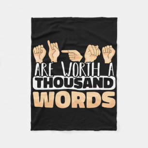 Signs Are Worth A Thousand Words Asl American Sign Fleece Blanket
