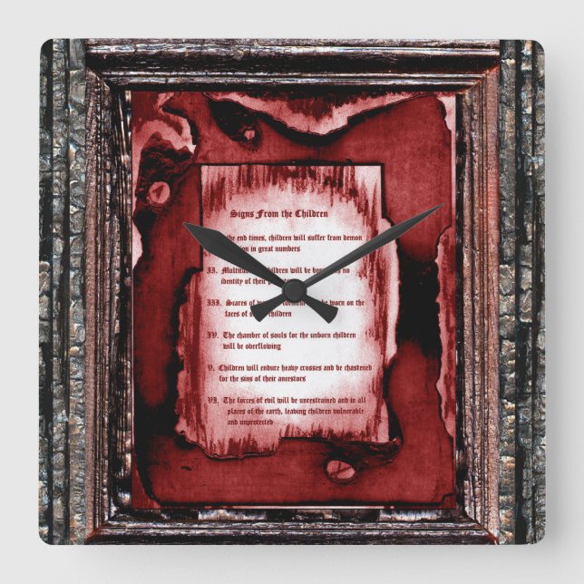 Signs From The Children Square Wall Clock (Front)