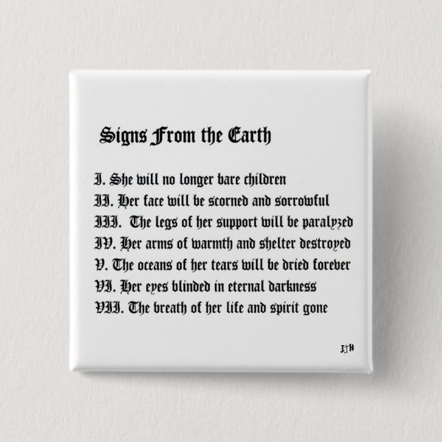 Signs From The Earth 15 Cm Square Badge (Front)