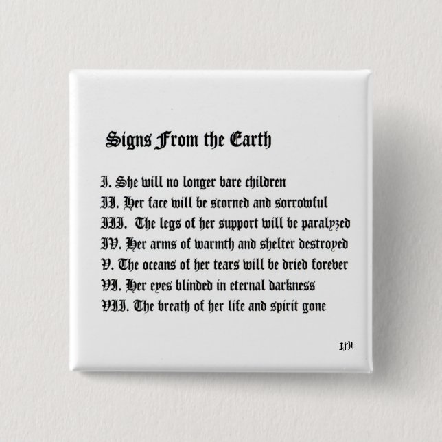 Signs From The Earth 15 Cm Square Badge (Front)