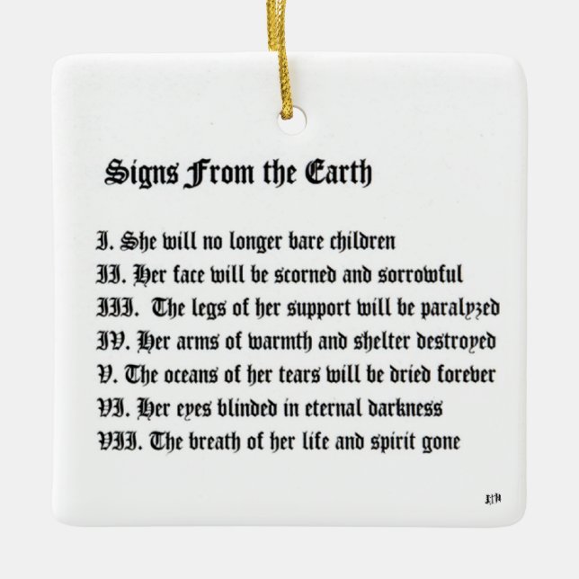 Signs From The Earth Ceramic Tree Decoration (Front)