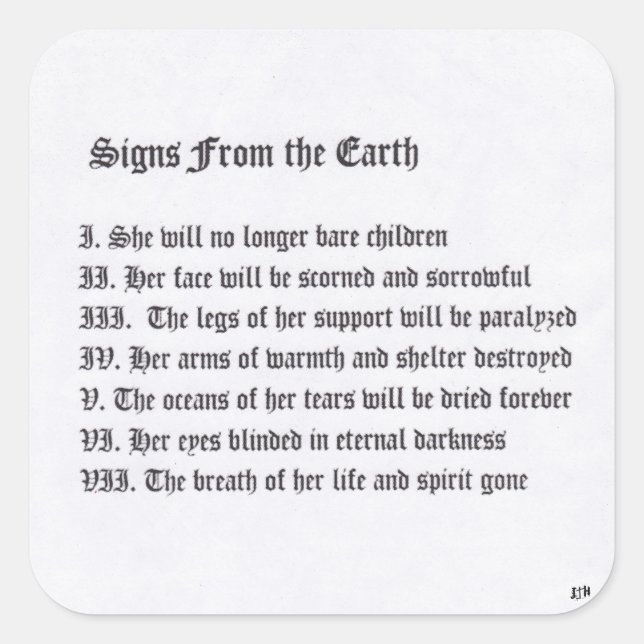Signs From The Earth Square Sticker (Front)